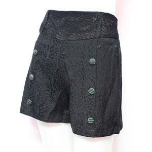 Thai Silk Black Shorts w Buttons, Party Style